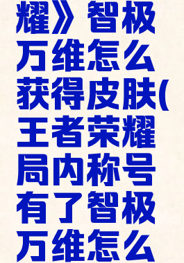 《王者荣耀》智极万维怎么获得皮肤(王者荣耀局内称号有了智极万维怎么不在了)