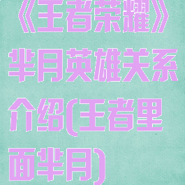《王者荣耀》芈月英雄关系介绍(王者里面芈月)