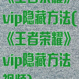 《王者荣耀》vip隐藏方法(《王者荣耀》vip隐藏方法视频)