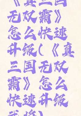 《真三国无双霸》怎么快速升级(《真三国无双霸》怎么快速升级武将)
