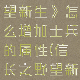 《信长之野望新生》怎么增加士兵的属性(信长之野望新生)