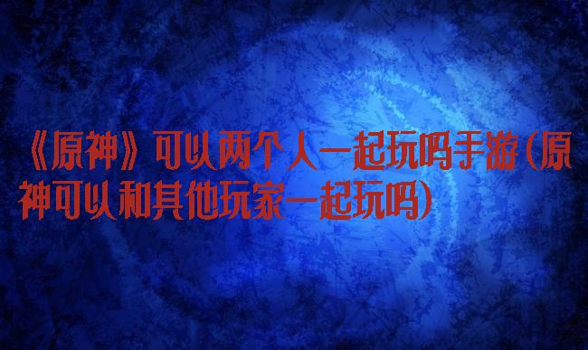《原神》可以两个人一起玩吗手游(原神可以和其他玩家一起玩吗)
