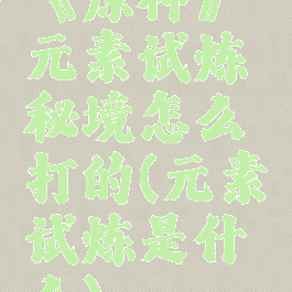 《原神》元素试炼秘境怎么打的(元素试炼是什么)