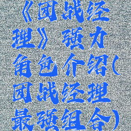 《团战经理》强力角色介绍(团战经理最强组合)