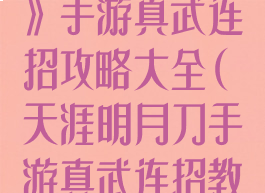 《天涯明月刀》手游真武连招攻略大全(天涯明月刀手游真武连招教学)