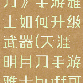 《天涯明月刀》手游雅士如何升级武器(天涯明月刀手游雅士buff可以叠加吗)