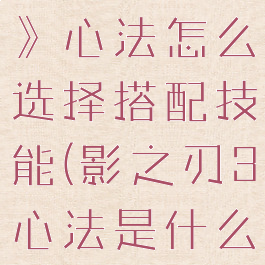 《影之刃3》心法怎么选择搭配技能(影之刃3心法是什么)