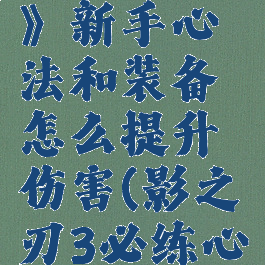 《影之刃3》新手心法和装备怎么提升伤害(影之刃3必练心法)