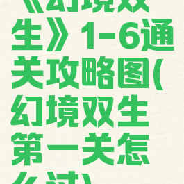 《幻境双生》1-6通关攻略图(幻境双生第一关怎么过)