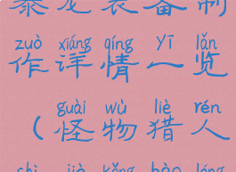 《怪物猎人:世界》恐暴龙装备制作详情一览(怪物猎人世界恐暴龙武器怎么样)