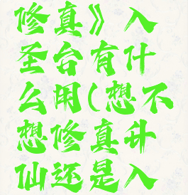《想不想修真》入圣台有什么用(想不想修真升仙还是入魔)
