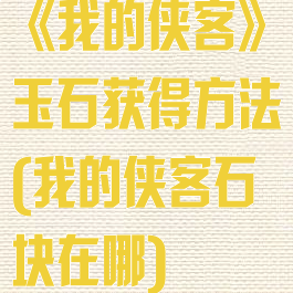 《我的侠客》玉石获得方法(我的侠客石块在哪)