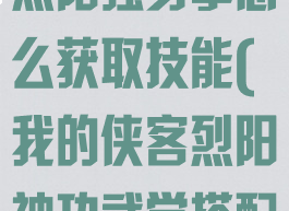 《我的侠客》烈阳强身拳怎么获取技能(我的侠客烈阳神功武学搭配)