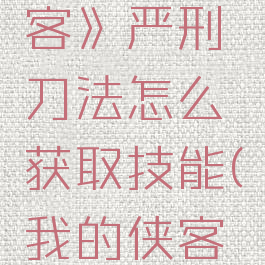 《我的侠客》严刑刀法怎么获取技能(我的侠客坐牢)
