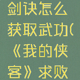 《我的侠客》求败剑诀怎么获取武功(《我的侠客》求败剑诀怎么获取武功)