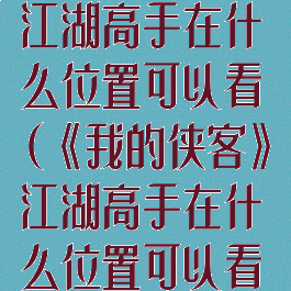 《我的侠客》江湖高手在什么位置可以看(《我的侠客》江湖高手在什么位置可以看见)