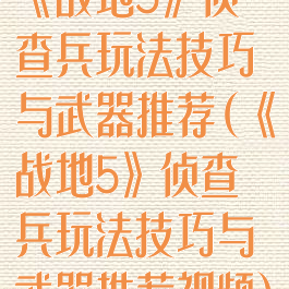 《战地5》侦查兵玩法技巧与武器推荐(《战地5》侦查兵玩法技巧与武器推荐视频)