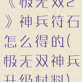 《极无双2》神兵符石怎么得的(极无双神兵升级材料)