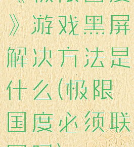 《极限国度》游戏黑屏解决方法是什么(极限国度必须联网吗)