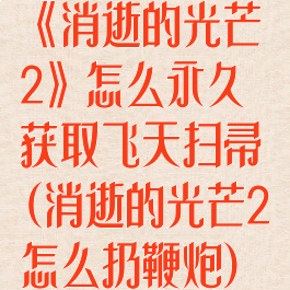 《消逝的光芒2》怎么永久获取飞天扫帚(消逝的光芒2怎么扔鞭炮)