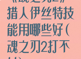 《魂之刃2》猎人伊丝特技能用哪些好(魂之刃2打不过)