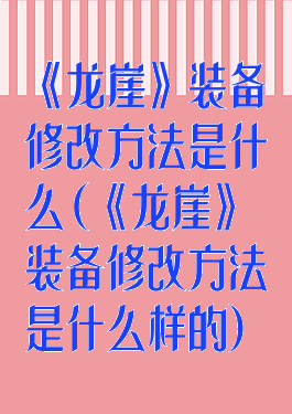 《龙崖》装备修改方法是什么(《龙崖》装备修改方法是什么样的)