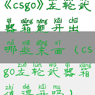 《csgo》左轮武器箱能开出哪些东西(csgo左轮武器箱值得开吗)