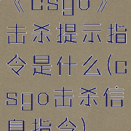 《csgo》击杀提示指令是什么(csgo击杀信息指令)
