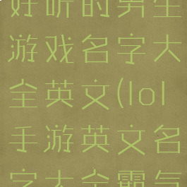 《lol手游》好听的男生游戏名字大全英文(lol手游英文名字大全霸气)