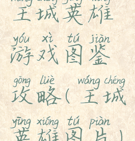 王城英雄游戏图鉴攻略(王城英雄图片)