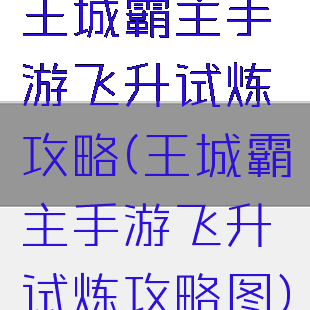 王城霸主手游飞升试炼攻略(王城霸主手游飞升试炼攻略图)