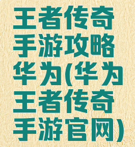 王者传奇手游攻略华为(华为王者传奇手游官网)