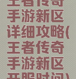 王者传奇手游新区详细攻略(王者传奇手游新区开服时间)