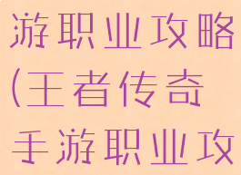 王者传奇手游职业攻略(王者传奇手游职业攻略图)