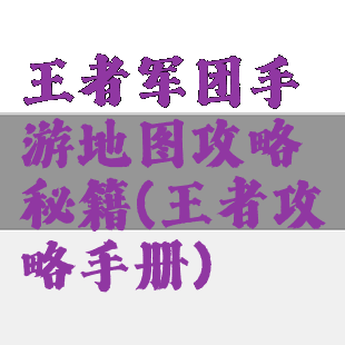 王者军团手游地图攻略秘籍(王者攻略手册)