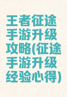 王者征途手游升级攻略(征途手游升级经验心得)