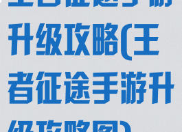王者征途手游升级攻略(王者征途手游升级攻略图)