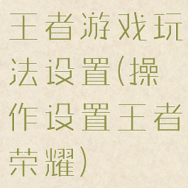 王者游戏玩法设置(操作设置王者荣耀)
