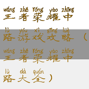 王者荣耀中路游戏攻略(王者荣耀中路大全)