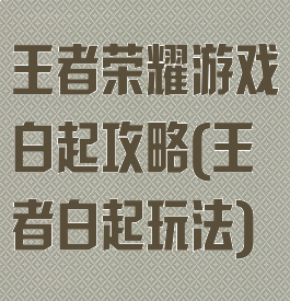 王者荣耀游戏白起攻略(王者白起玩法)