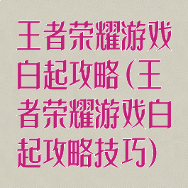 王者荣耀游戏白起攻略(王者荣耀游戏白起攻略技巧)