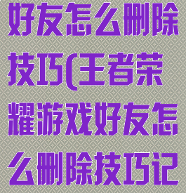王者荣耀游戏好友怎么删除技巧(王者荣耀游戏好友怎么删除技巧记录)