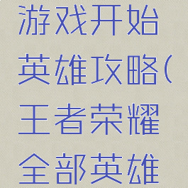 王者荣耀游戏开始英雄攻略(王者荣耀全部英雄攻略)