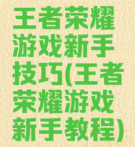 王者荣耀游戏新手技巧(王者荣耀游戏新手教程)