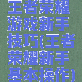王者荣耀游戏新手技巧(王者荣耀新手基本操作)