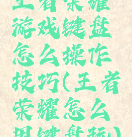王者荣耀游戏键盘怎么操作技巧(王者荣耀怎么用键盘玩)