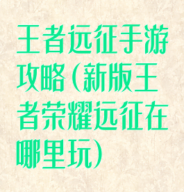 王者远征手游攻略(新版王者荣耀远征在哪里玩)