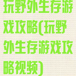 玩野外生存游戏攻略(玩野外生存游戏攻略视频)