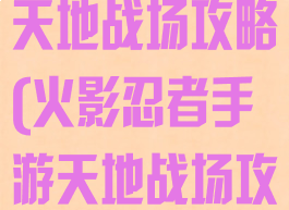 火影忍者手游天地战场攻略(火影忍者手游天地战场攻略视频)