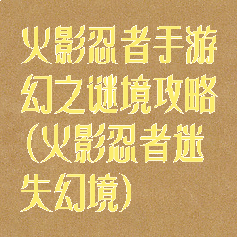 火影忍者手游幻之谜境攻略(火影忍者迷失幻境)